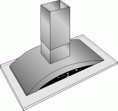 Atag EG4..X/2 Luxe, opvallend vormgegeven glazen/RVS schouwafzuigkap Beleuchtung Anschlussmaterial