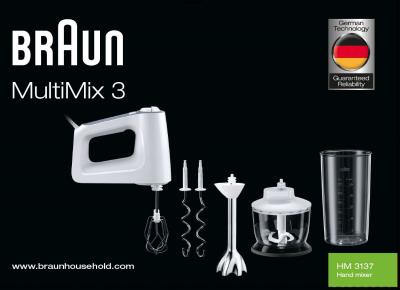 Braun 4644-HM3137WH 0X22211016 MultiMix 3 Hand mixer HM 3137 Kleine Haushaltsgeräte Zerkleinerer