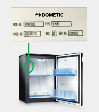 Wo finde ich das Typenschild meines Dometic Kühlschrankes