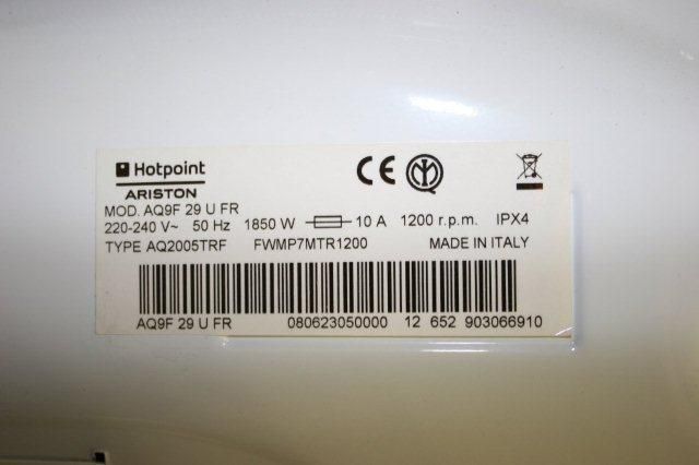 Typenschild Hotpoint Ariston